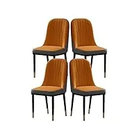 yxcuidp ensemble chaises cuisine salle manger de 4, chaises d'appoint dossier haut cuir résistant l'eau pu modernes, chaises salon avec pieds métal (color : orange+gray)