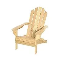 outsunny fauteuil adirondack pliable chaise de jardin grand confort dossier incliné assise profonde bois de pin traité peint naturel