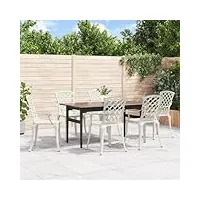 tidyard chaises de jardin lot de 6 fonte d'aluminium blanc, chaise à dîner d'extérieur, chaise de balcon pour extérieur, camping, jardin et terrasse