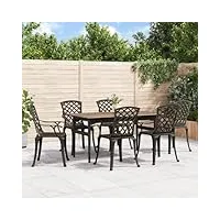 tidyard chaises de jardin lot de 6 fonte d'aluminium bronze, chaise à dîner d'extérieur, chaise de balcon pour extérieur, camping, jardin et terrasse