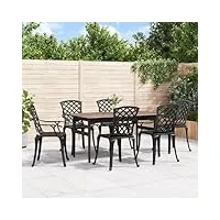 tidyard chaises de jardin lot de 6 fonte d'aluminium noir, chaise à dîner d'extérieur, chaise de balcon pour extérieur, camping, jardin et terrasse