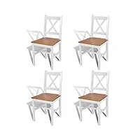 générique larryhot chaises à manger lot de 4 blanc bois de pin fauteuils et chaises,chaises de cuisine,blanc
