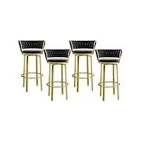 lot de 4 tabourets de comptoir en tissu velours, chaises de bar avec dossier tissé, tabouret de comptoir moderne pour îlot de cuisine, hauteur d'assise 75 cm, noir