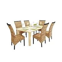 générique larryhot chaises à manger lot de 6 bois solide de manguier et abaca fauteuils et chaises,chaises de cuisine,brun