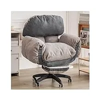 ipsu chaise de salle pivotante, chaise de bureau à domicile, fauteuil d'ordinateur pivotant confortable en coton et lin avec repose-pieds et dossier inclinable, chaise de bureau ergonomique rembo
