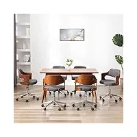 générique larryhot chaises pivotantes à manger lot de 6 gris bois courbé et tissu fauteuils et chaises,chaises de cuisine,gris