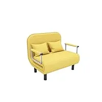 lit de loisirs ottoman pliant, canapé d'invité multifonction 3 en 1, réglage à 5 vitesses, accoudoir, canapé paresseux de loisirs, jaune-100 cm
