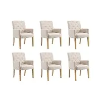 générique larryhot chaises à manger avec accoudoirs lot de 6 beige tissu fauteuils et chaises,chaises de cuisine,beige