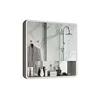 armoire en bois massif, coiffeuse avec armoire de rangement, boîte de salle de bain étanche, armoire à pharmacie de salle de bain (couleur : blanc, taille : 60 x 14 x 75 cm) (blanc 70 x 14 x 75