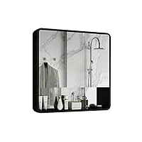 hhctebec armoire de salle de bain, armoire en acier inoxydable avec lumière, boîte, mur de coiffeuse, avec armoire de rangement (couleur : lumière blanche, taille : 80 x 13 x 70 cm)