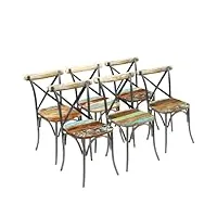générique larryhot chaises à manger lot de 6 bois de récupération massif fauteuils et chaises,chaises de cuisine,multicolore