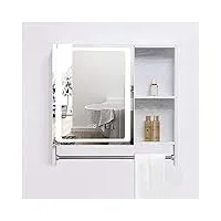 noaled armoire de rangement murale pour salle de bain, avec interrupteur tactile intelligent, miroir de maquillage, désembuage multifonctionnel, armoire de miroir de courtoisie en métal et aluminium