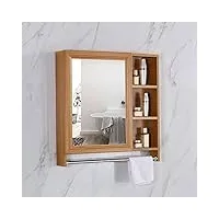 armoire de rangement murale avec miroir de salle de bain, toilettes, porte simple, avec étagères à 3 niveaux, étagère et porte-serviettes, armoire de rangement avec miroir de courtoisie en aluminium
