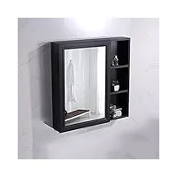 noaled armoire à miroir de salle de bain en aluminium, armoire de rangement murale à porte unique avec étagères à 3 niveaux, étagère ou porte-serviettes, armoire à miroir de courtoisie