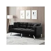 silkfrom 74'' convertible futon velvet sofa bed with 2 pillows,3 adjustable angles backrest and metal legs modern loveseat couch,canapé de salon