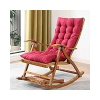 wsmygs ensemble de chaise à bascule et repose-pieds de loisirs, chaise de relaxation pliante inclinable en bois avec repose-pieds, fauteuil à bascule confortable avec chaise à bascule rembourrée et