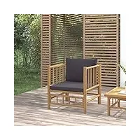 tidyard canapé de jardin avec coussins gris foncé bambou, canapé de exterieur meuble de jardin pour balcon terrasse