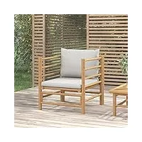 tidyard canapé de jardin avec coussins gris clair bambou, canapé de exterieur meuble de jardin pour balcon terrasse