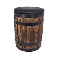 weeco baril pouf en bois brossé 45x35 siège en cuir écologique, baril tabouret wengé, tabouret baril