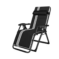 chaise pliante siesta lounge chair bureau chaise de plage portable zero gravity inclinable chaise longue de jardin extérieure avec appuie-têtes rembourrés réglables et coussin de siège