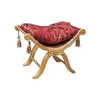 biscottini pouf savonarola l47xpr75xh54,5 rouge damassé - pouf fauteuil - pouf repose-pieds - schtroumpf pour s'asseoir - puff style ancien - fauteuil - fauteuils salon