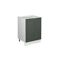 livinity meuble bas de cuisine fame-line, vert or campagne/blanc, 60 cm, pa marbre