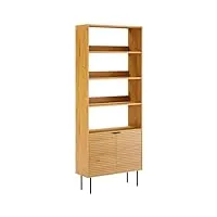 happy garden - bibliothèque en bois stinna, 4 étagères, 2 portes, supporte jusqu'à 20kg par étagère, parfait pour organiser vos objets avec style