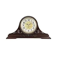 zqlbdbf horloge de bureau rétro, horloge de cheminée, horloge de table silencieuse en bois, fonctionne avec piles, chiffres arabes, utilisée pour salon, chambre à coucher, table de chevet, cheminée ou