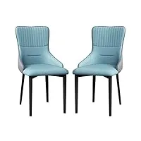 lhjscc ensemble de 2 chaises de cuisine en cuir, salle à manger, chambre à coucher, balcon, canapé, pieds en acier au carbone, coiffeuse, chaise de maquillage