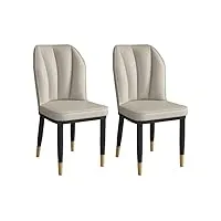 nqxpbmzf chaise de salle à manger 2 pièces, chaise à dossier en pu souple pour la maison, chaise de maquillage avec cadre en acier et fer noir et doré, chaise de loisirs simple pour hôtel