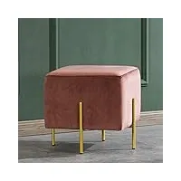 pouf rond en velours repose-pieds cube sur pieds en métal doré style moderne pouf carré rembourré siège ottoman multifonctionnel carré rouge