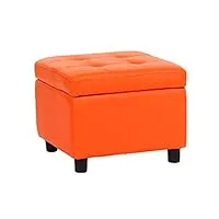 roltin pouf rembourré avec pieds en bois, repose-pieds carré, chaise multifonctionnelle avec housse amovible, gain de place, orange (orange)
