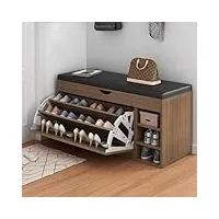 banc à chaussures moderne en bois – coussin d'assise en cuir synthétique – banc à chaussures d'entrée – idéal pour les couloirs et les entrées