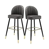 lot de 2 tabourets de comptoir modernes en cuir synthétique avec pieds en métal – chaises de bar sans accoudoirs pour cuisine, pub, salon, salle à manger, chaises à dossier rembourré