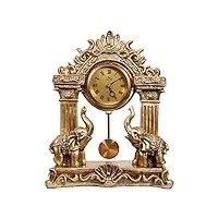 fftdcyht horloge de bureau pour décor de manteau, horloge de table d'éléphant vintage à piles, horloge de cheminée en bronze avec statue d'éléphant pour salon, étagère, cheminée, maison