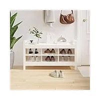 aijuukjp furniture home tools banc d'entrée en pin massif blanc 110 x 40 x 60 cm