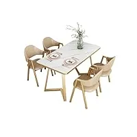 table salon manger 4 personnes, art du fer, poli lisse, siège confortable, placage de marbre d'imitation, pour salle à manger salon (color : e, size : 120 * 70 * 75cm)
