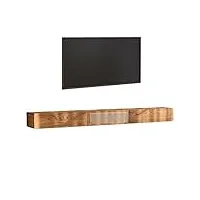 pqxqz meuble tv mural, meuble tv suspendu, centre de divertissement avec rangement, meuble tv en rotin et en bois (color : brown)