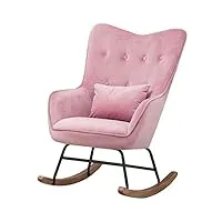 zywww chaise à bascule chaise à bascule nordique, chaise de canapé chaise à bascule de salon, balcon de chambre heureuse, chaise paresseuse de loisirs (rose)