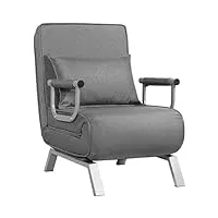 fauteuil-lit 3 en 1, fauteuil convertible, canapé-lit futon avec dossier réglable, chaise de salon pour appartement/chambre/bureau gris