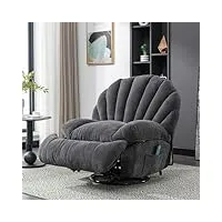 wodsofti fauteuil pivotant à 360° - fauteuil de massage en tissu - fauteuil de relaxation avec accoudoirs et dossiers rembourrés - avec fonction de massage thermique et 2 poches - fauteuil de salon,