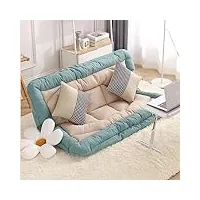 wsmygs canapé-lit futon convertible en chaise à bascule, canapé futon en mousse à mémoire de forme en tissu coton et lin, dossier à 5 blocs de réglage, petit canapé longue pour espaces de vie compa