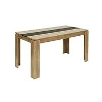 furnitable table à manger, table de cuisine en bois, style scandinave, table pour 6, 140x70x75cm, chêne et noir
