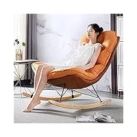 zywww chaise à bascule chaises à bascule chaise à bascule nordique fauteuil à bascule inclinable pour la maison chambre adulte balcon loisirs paresseux salon canapé chaise (orange 95x90x95cm)