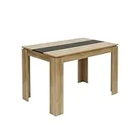 furnitable table à manger, table de cuisine en bois, style scandinave, table pour 4, 110x70x75cm, chêne et noir