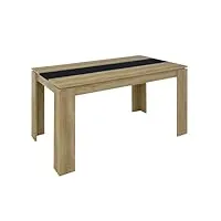 furnitable table à manger, table de cuisine en bois, style scandinave, table pour 4, 120x70x75cm, chêne et noir