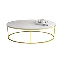 iisrar tables basses de salon tables basses de salon modernes en marbre blanc ovale, plateau en fer forgé massif doré, plusieurs tailles en option (80 × 40 × 43 cm)