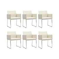 générique larryhot chaises à manger lot de 6 aspect de lin blanc tissu fauteuils et chaises,chaises de cuisine,blanc