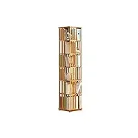 eeshha Étagère à livres librería Étagère à livres haute à 6 niveaux, présentoir de rangement rotatif à 360 ° en bambou, bibliothèque d'angle, étagères ouvertes sur pied pour la décoration du salon