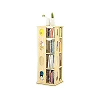 Étagère à livres tour de rangement pivotante, bibliothèque rotative à 360 degrés, grande bibliothèque en bois, étagères de rangement de livres, parfaite pour les petits espaces (couleur : original, t